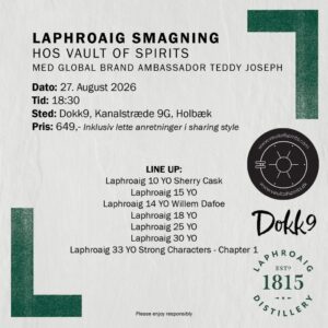 Whiskysmagning med Laphroaig - FYSISK - d. 27. august 2026 kl. 18.30