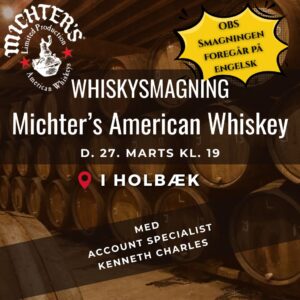Whiskysmagning med Michters hos Vault of Spirits – FYSISK – d. 27. marts 2026 kl. 19.00
